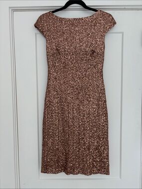 Ralph Lauren Rose Gold Sequin Midi Dress